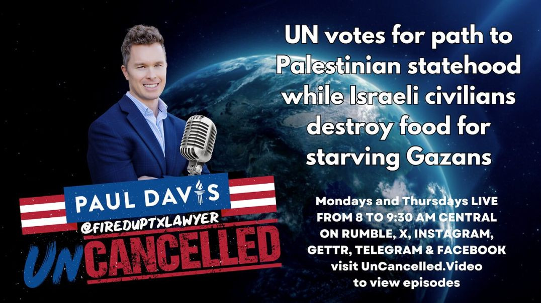 ⁣UN votes for path to Palestinian statehood while Israeli civilians destroy food for starving Gazans