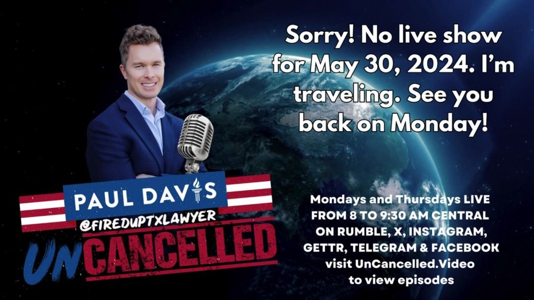 ⁣UnCancelled with Paul Davis will be back live Monday, June 3