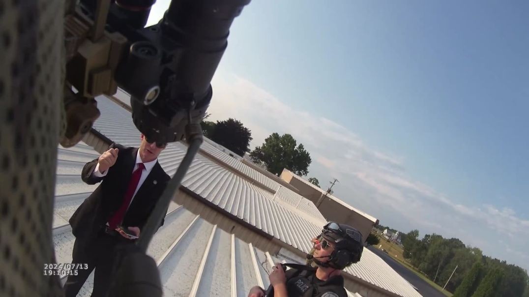 ⁣GRAPHIC: Police Bodycam Footage of Secret Service Responding to Trump Shooter on Roof Released