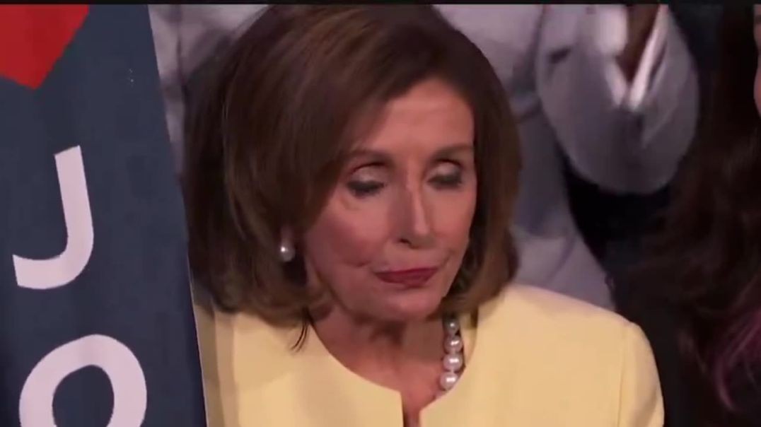 ⁣Nancy Pelosi Looks Guilty as Joe Biden Speaks at DNC After Being Kicked Off the Ticket in Coup