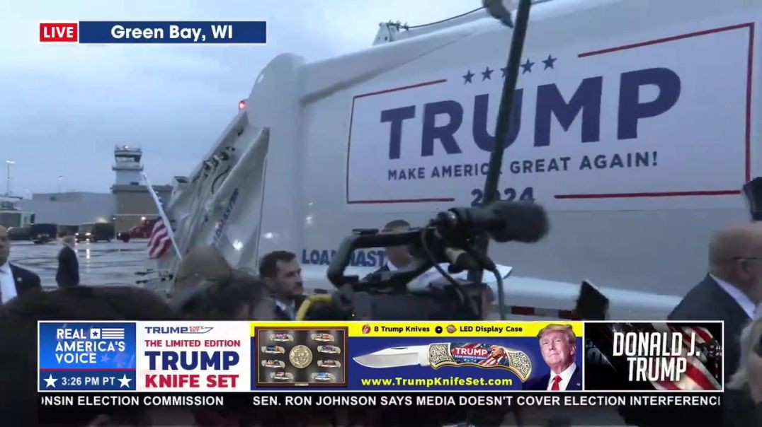 ⁣TRUMP RIDING IN A GARBAGE TRUCK TO TONIGHT'S RALLY