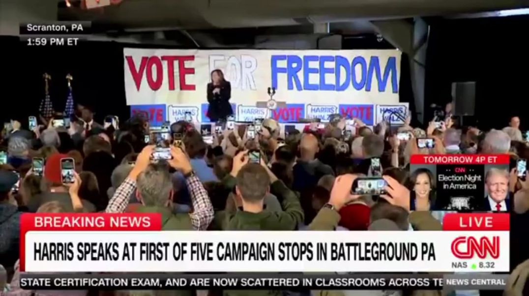 ⁣CRINGE: Kamala Harris Leads Chant at Scranton Pennsylvania Rally and NO ONE Joins Her