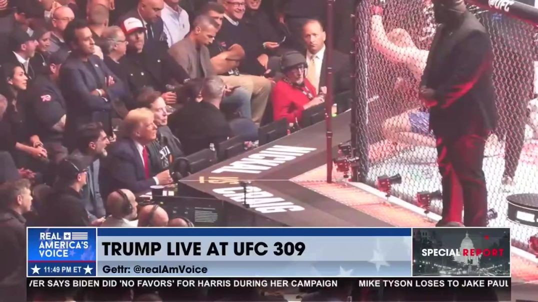 ⁣PRESIDENT TRUMP HAS A CANDID MOMENT FROM SEAT TO RING WITH FIGHTER!