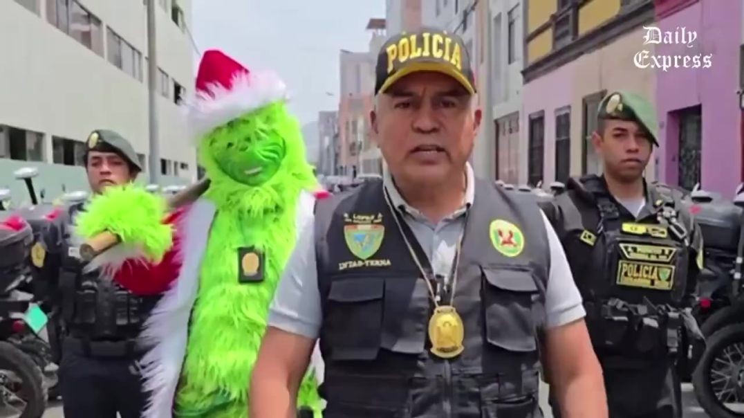 ⁣Police Officer Dressed as the Grinch Makes Drug Bust in Peru