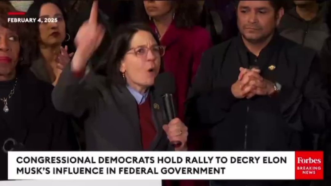 ⁣Unhinged Lesbian Tells Democrats at Anti-Musk Rally to ＂Get in Touch with Your Scrappy Lit